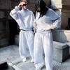 Unisex High Street Loose Fit Patchwork Kapuzenpullover und Sweatpants Set