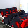 3pcs Black Bedding Set Red Heart Love 3D Print Cozy Duvet Cover King Queen Twin Size Birthday Gift for Adult Bedroom Decoration