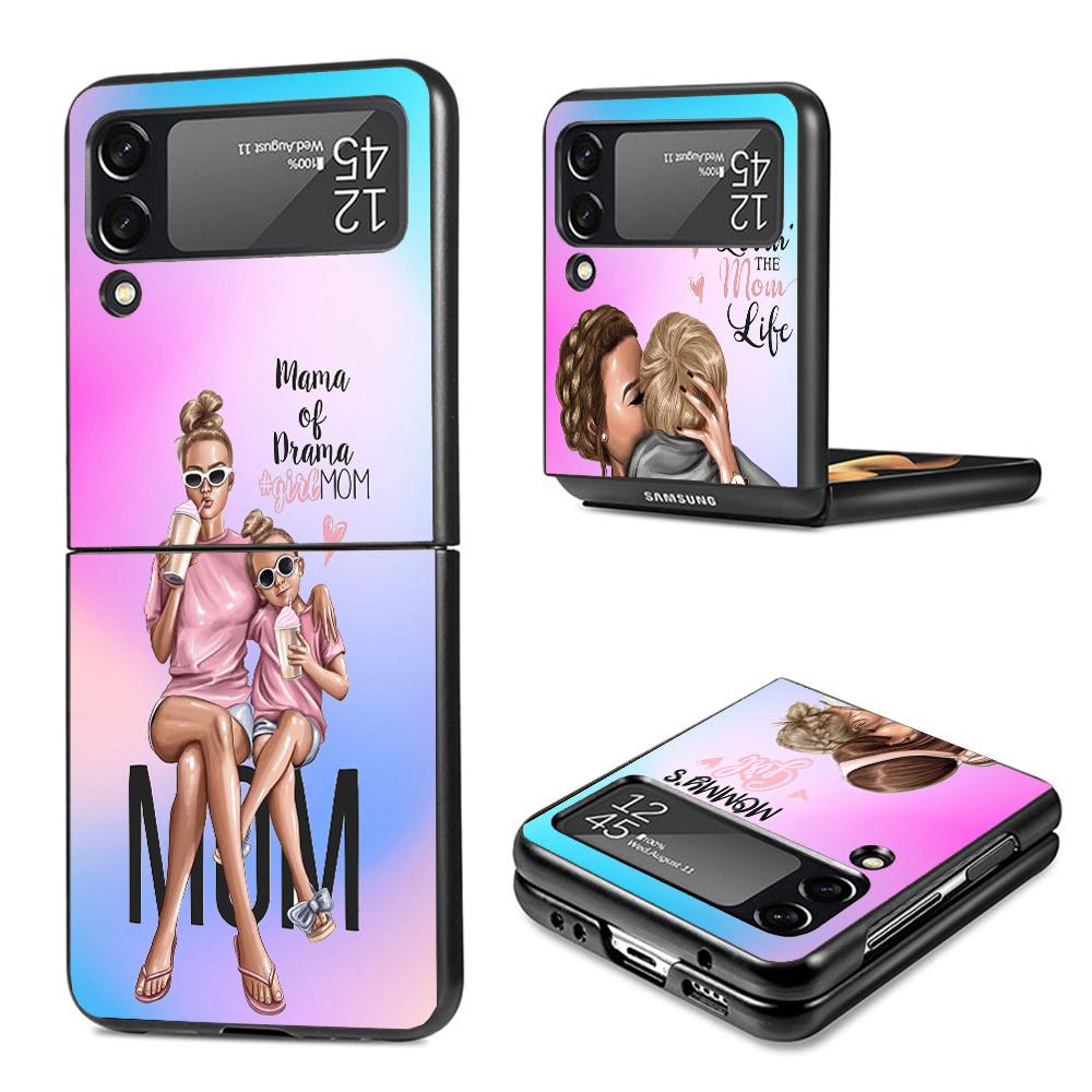 Woman Fashion Girl Super Mom Baby Phone Case For Samsung Galaxy Z Flip7 Flip6 5G Flip5 Flip4 Flip3 ZFlip 7 6 3 4 5 Shockproof Ba