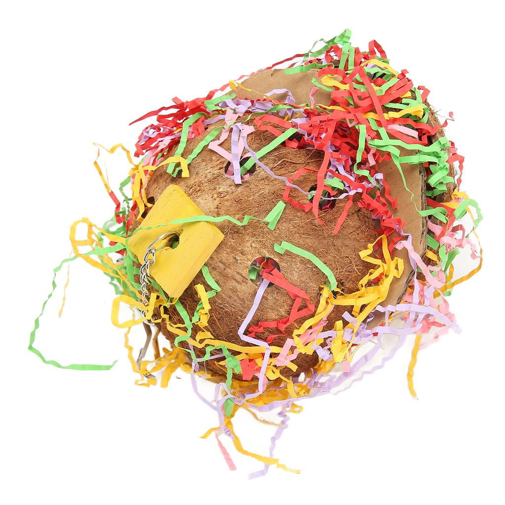 Kokosnussschale Vogel Schredderspielzeug Bunt Bissfest Papagei Futtersuch-Kauspielzeug für Wellensittiche