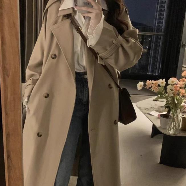 trench coat women s spring and autumn models 2026 new British style popular this year medium and long Korean casual S