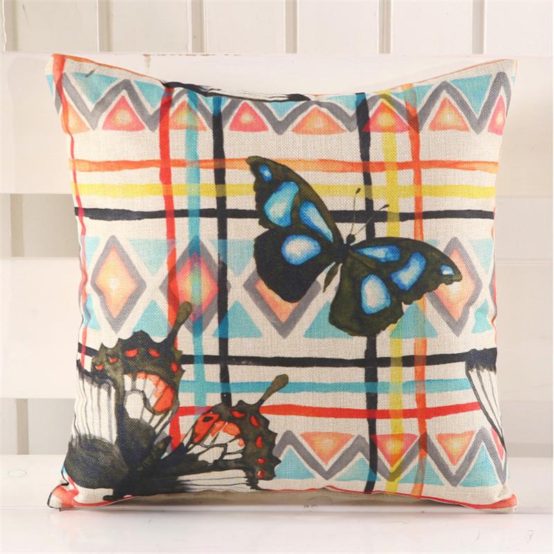 45x45cm Vintage Feather Butterfly Printed Cushion Cover Home Living Room Chair Seat Sofa Decoration