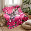 Kitten and Rubber Duck In Waves Theme Blanket Lightweight Warm Flannel Blanket Decorative Throw Blanket for Home Decoration