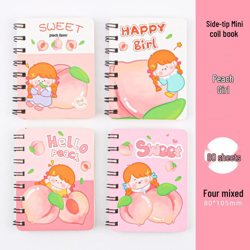 Cute Mini Cartoon Coil Notebook - Portable Pocket-Size Study Journal for Students