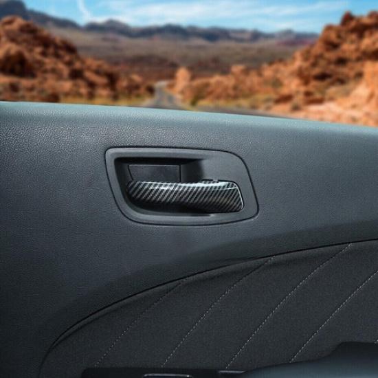 For 2011- Dodge Charger Carbon Fiber Inner Side Door Handle Cover Trim Strip