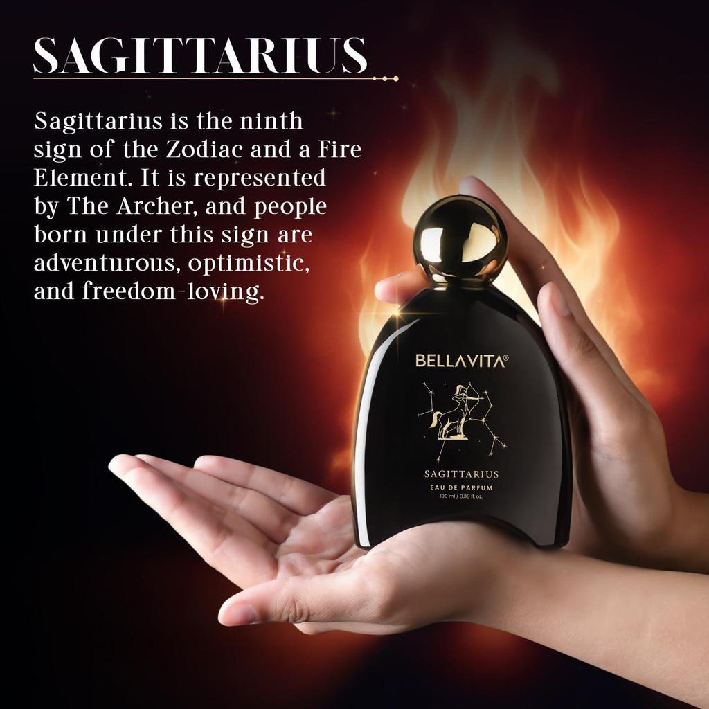 BELLAVITA Zodiac Collection Sagittarius | Long Lasting Perfume for Man and Woman | EDP 100ml | Saffron, Chocolate and Moss
