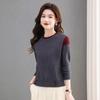 Women's Fashion Sweater Autumn and Spring Color Block Versatile Round Neck Long Sleeve Pullover Elegant Versatile Knitted