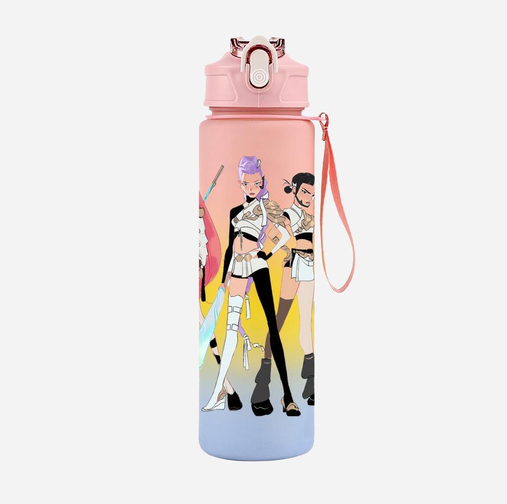 Cartoon K-Pop Dämonenjäger Bedruckte 750 ml Wasserflasche Große Kapazität Trinkbecher Tragbarer Outdoor-Sport Wasserbecher Kindergeschenk
