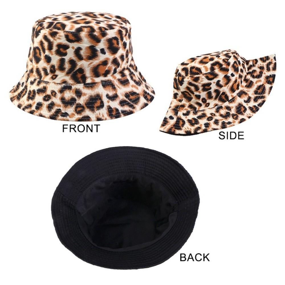 Bucket Style Basin Hat Leopard Patterned Fisherman Hat Beach Sun Protect Hat  Outdoor Travel