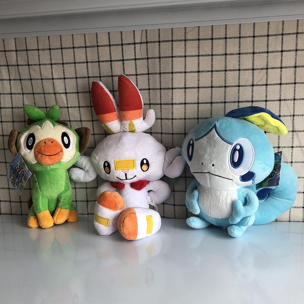 Sobble Scorbunny Grookey Cartoon Elf Figure Plush Soft Stuffed Collection Toys for Children Christmas Gift Peluche