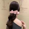 Korean Suede Bow Banana Clip - Women's Autumn Ponytail Hair Accessory