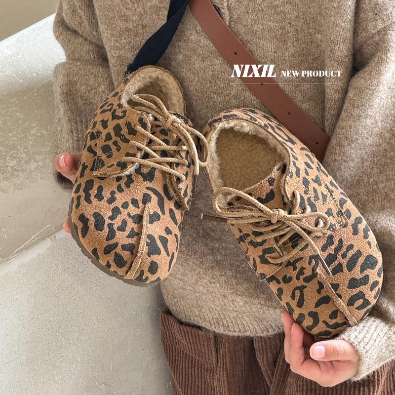 Winter new children's versatile fake split-toed girls' velvet matte leather girls' cotton shoes