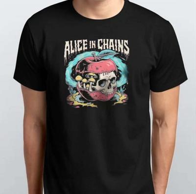 Vintage Alice In Chains Graphic Unisex 100% Cotton T-shirt Mens Tees Top S M L XL XXL 3 4 XL Black