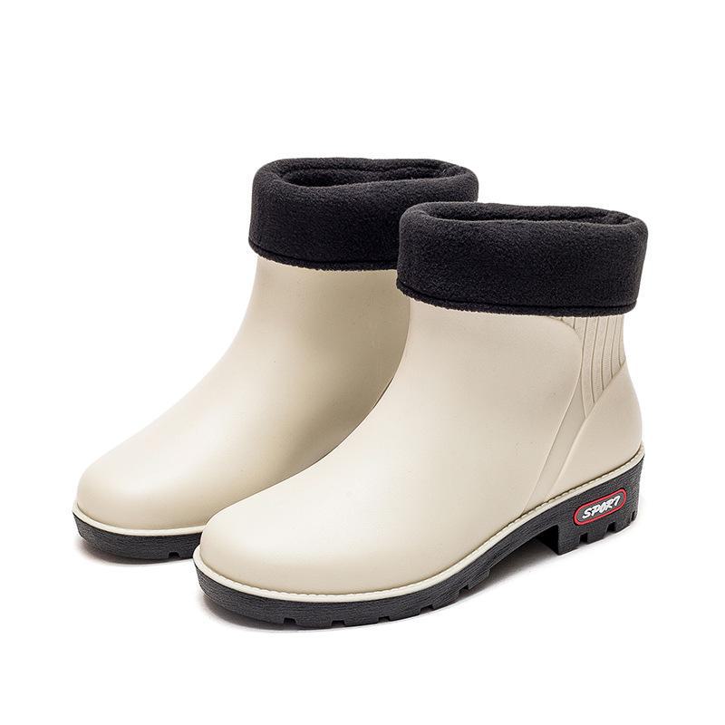 Women's Waterproof Warm Velvet Rain Boots - Stylish, Non-Slip, Wear-Resistant Rubber Shoes