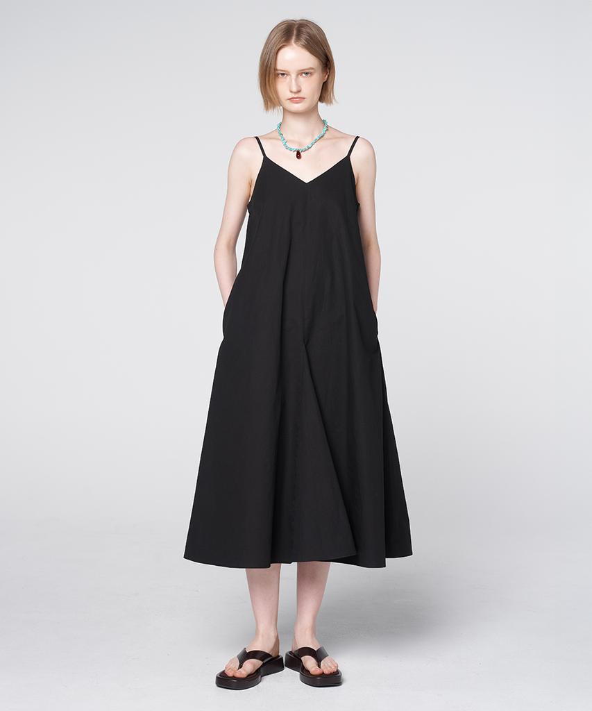 320SHOWROOM Cotton V-Neck Pocket Slip Dress Black