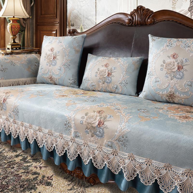 Light Luxury Sofa Cushion European Retro Sofa Towel Cover Sofa Cushion Throw Pillow Seat Cushion Dirt-Resistant Cover Cloth Non-Slip Sofa Cover
