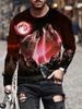 Men's Wolf-Themed 3D Digital Printed Long-Sleeve T-Shirt - Casual and Comfortable Crew Neck Pullover
