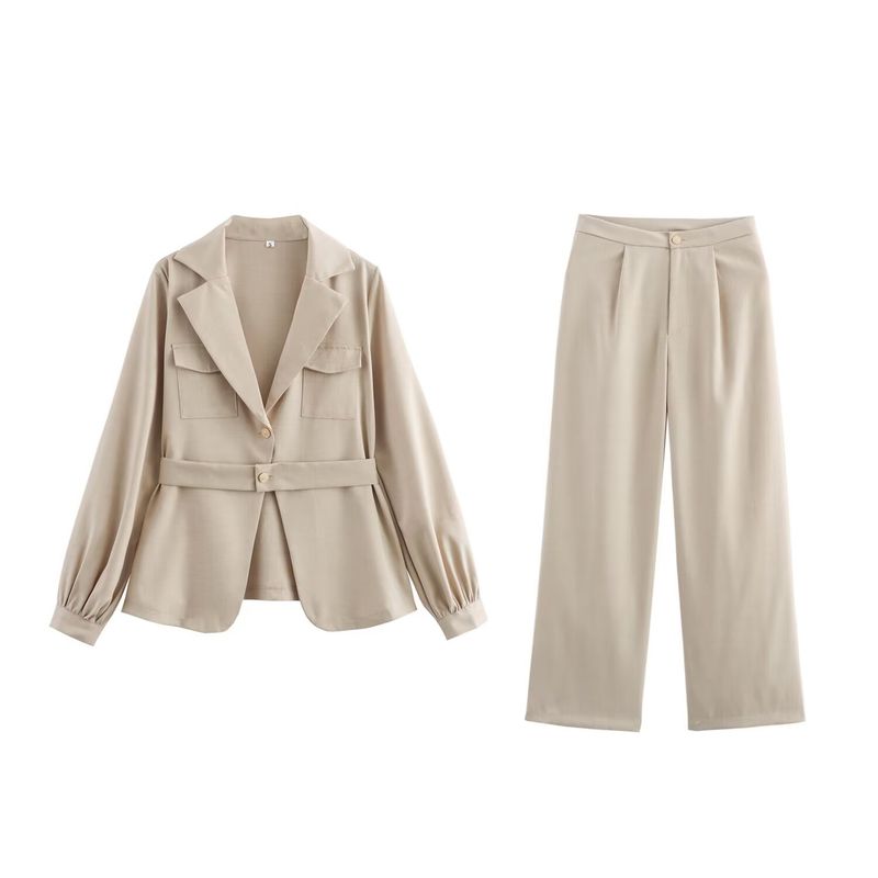 Kaslead New Arrival Women's Clothing Fashion Style Fashion Minimalist Commute Style Long Sleeves Outwear Casual Pants Two-piece Set