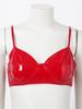 Womens Wet Look Patent Leather Set Wire-free Bra Top with Zipper Flared Skirt for Lingerie Night Club