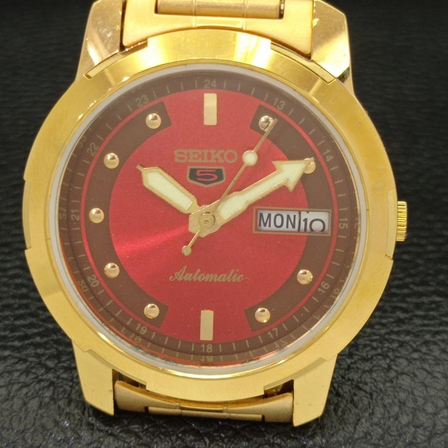 SEIKO 5 AUTOMATIC MENS JAPAN 6309A REFURBISHED RED DIAL WRIST WATCH a426402-2