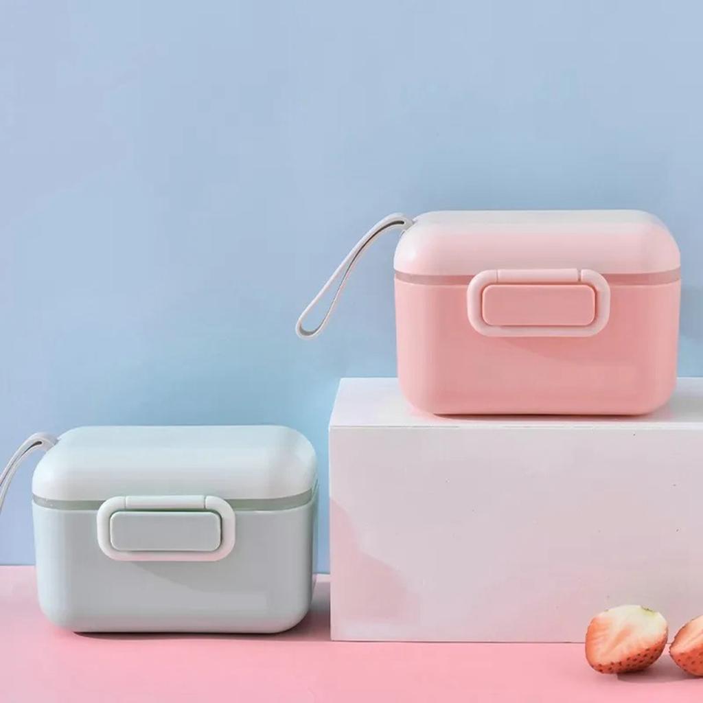 Milk Powder Storage Box PP Shell BPA Free Portable Baby Milk Powder Container Box with Lanyard Green