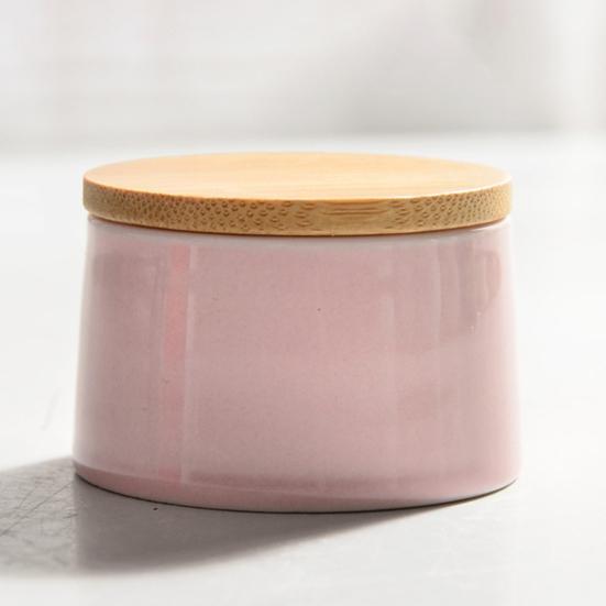 Ceramic Tea Canister with Bamboo Lid Airtight Tea Herb Storage Jar 20g Capacity Spice Box Case Organizer for Coffee Beans Cosmetics