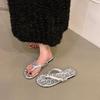 French leopard print flat-soled flip-flop shoes women's shoes 2025 summer wear with skirt soft-soled beach sandals