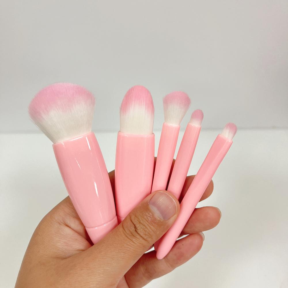 Custom Travel Portable 5pcs Mini Makeup Brushes Tool Set Cosmetic Powder Eye Shadow Foundation Make Up Brush With Box and Mirror