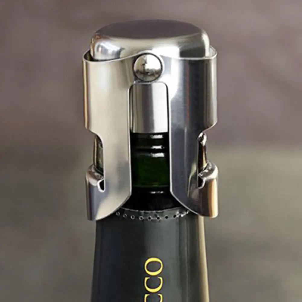 Rolha de champanhe de aço inoxidável portátil, rolha de cortiça, selador de plugue de garrafa de vinho espumante, tampa de plugue de champanhe inflável tipo push