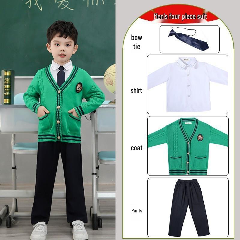 

British Style Kids School Uniform Sweater Set: Casual Sports Choir Outfit for Elementary and Kindergarten 130cm