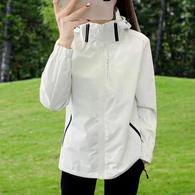 Women's Spring Summer and Autumn Thin Solid-coloured Zip Paragraph Stand-up Collar Waterproof Waterproof Outdoor Versatile Sports Jacket