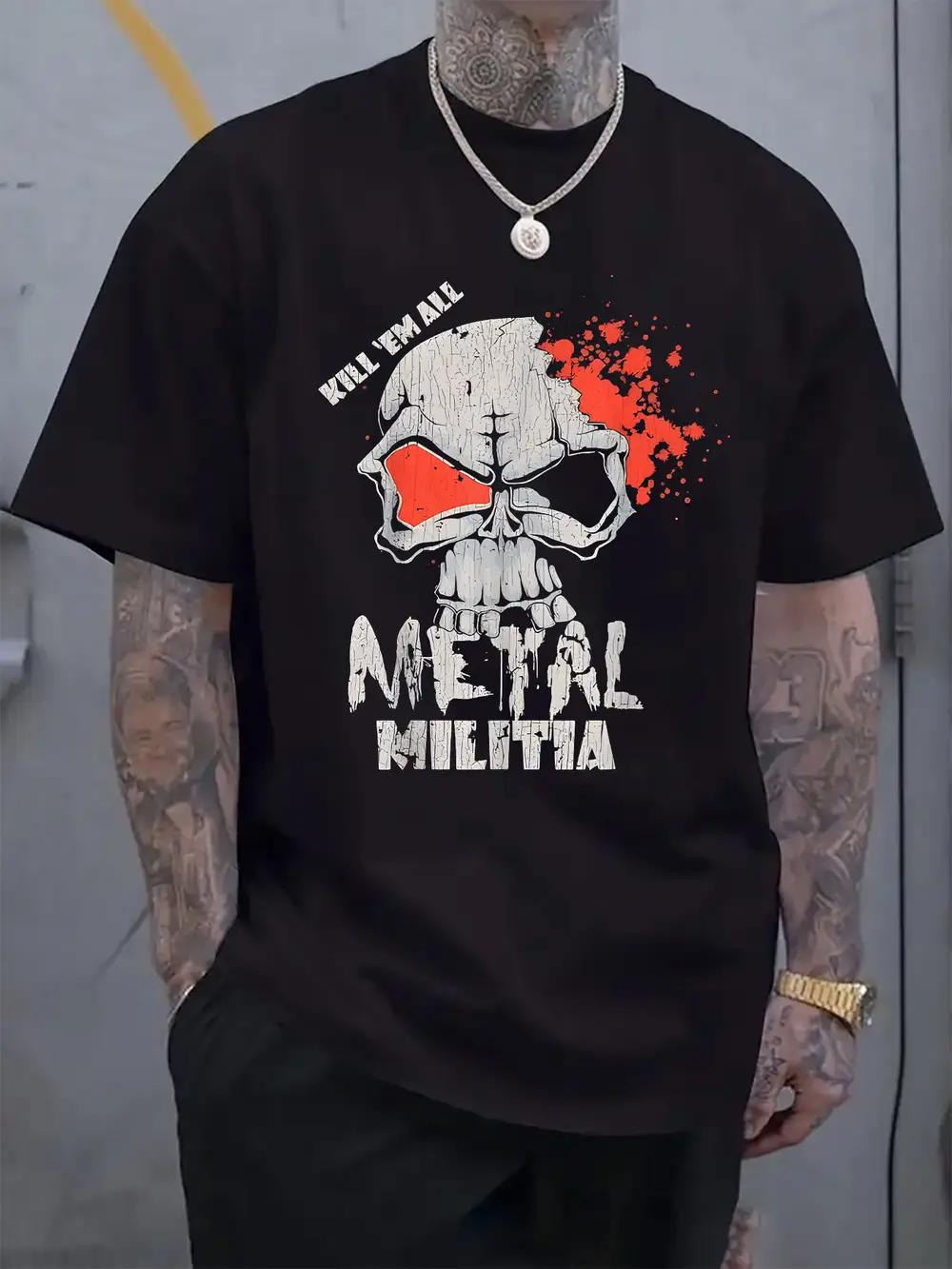 Casual Skull Graphic T-shirt - ROLLING DEAD Print M