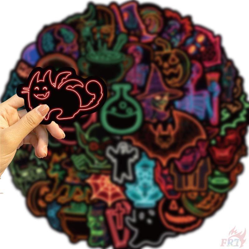 50Pcs/Set Neon Color. KUSO Funny Halloween Scary Horror Stickers DIY Fashion Waterproof Doodle Decals Stickers