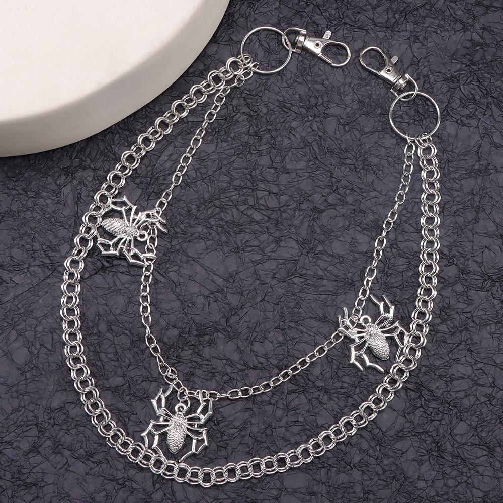 Punk Metal Double Ring Waist Chain With Lobster Clasp For Men And Women