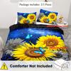 Comforter All-Season Breathable Polyester Sunflower And Butterfly With Zipper Closure Digital Print Floral Sky Pattern