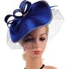 Women’s Fascinator Tea Party Hat Blue Sinamay Headband Cocktail Wedding Veil Elegant Special Occasion Accessory