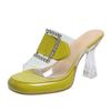 Fashion Clear Rhinestone Metal Buckle Slippers Women Fashion Transparent PVC  Design Slide Sandals  2025 Summer Sexy Platform Slippers