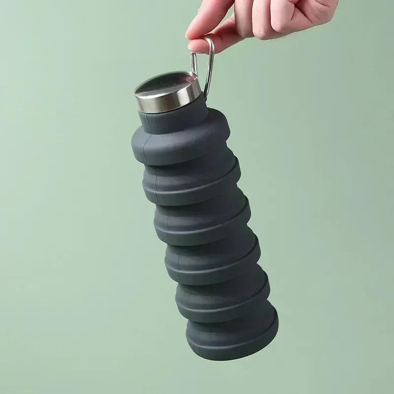 Collapsible Water Bottle, Reuseable BPA Free Silicone Foldable Bottles Portable Hiking Cup For Outdoor Mountaineering Tours