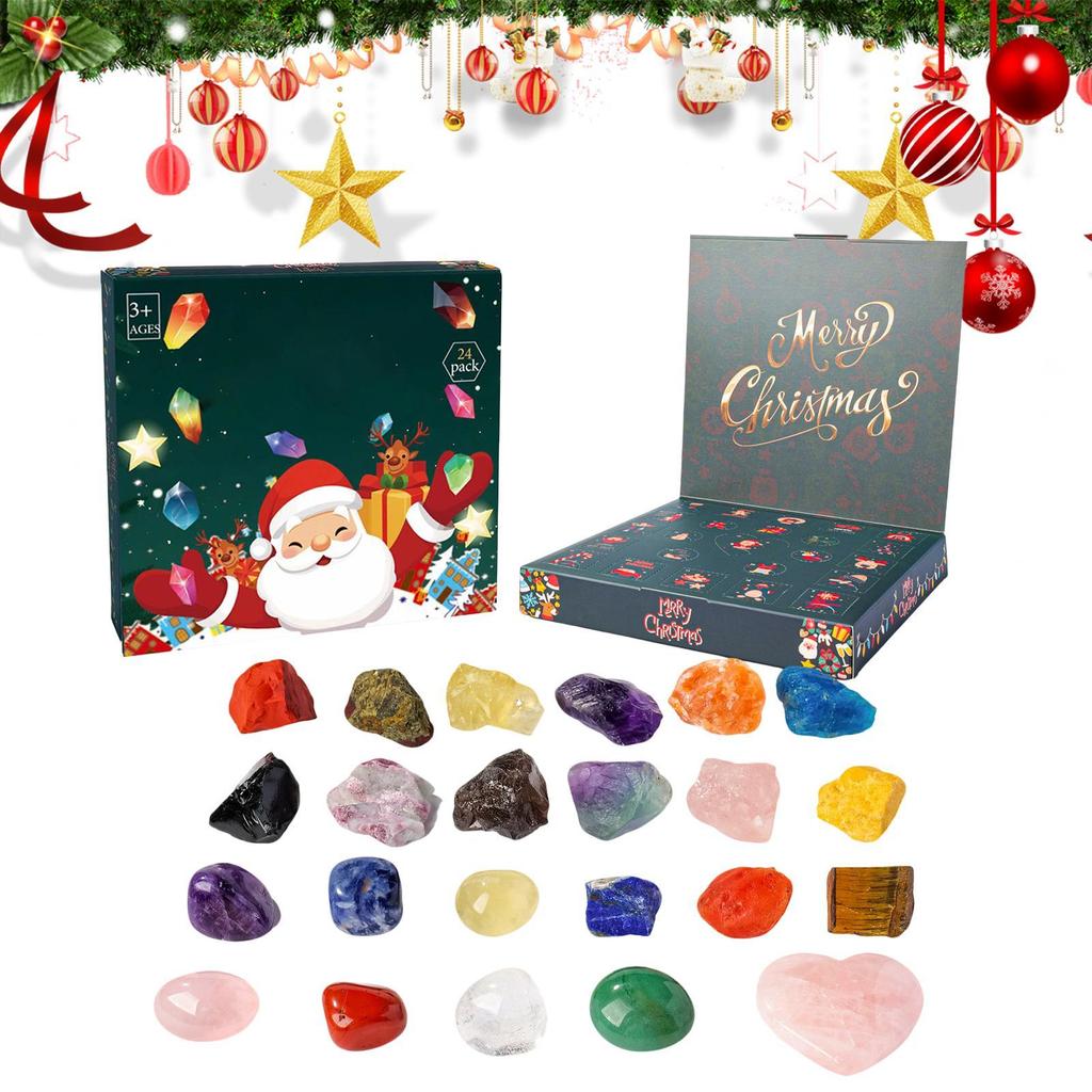 Natural Crystal Calendar Advent Calendar 24 Days Learning Toys Rock Collection Christmas Countdown Calendar For Teens Kids