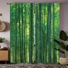 2 Stück Vorhänge mit grünem Bambuswald-Druck, Stangentaschenvorhänge, Schlafzimmer und Wohnzimmer, Heimdekoration, Raumdekoration