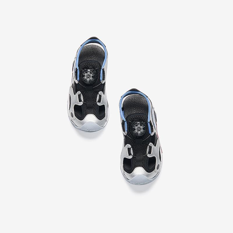 Anta Kids Fabric Trendy Comfortable Versatile Outdoor Beach Shoes Kids Sandals Silver Black 312429970-1