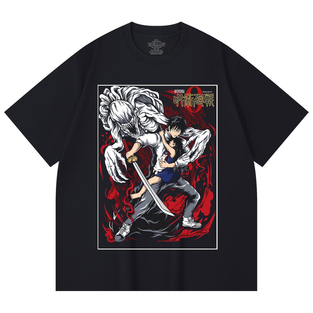 230 Gsm 100% Cotton Jujutsu Kaisen V65 Yuta Print Unisex Heavy Cotton T Shirt