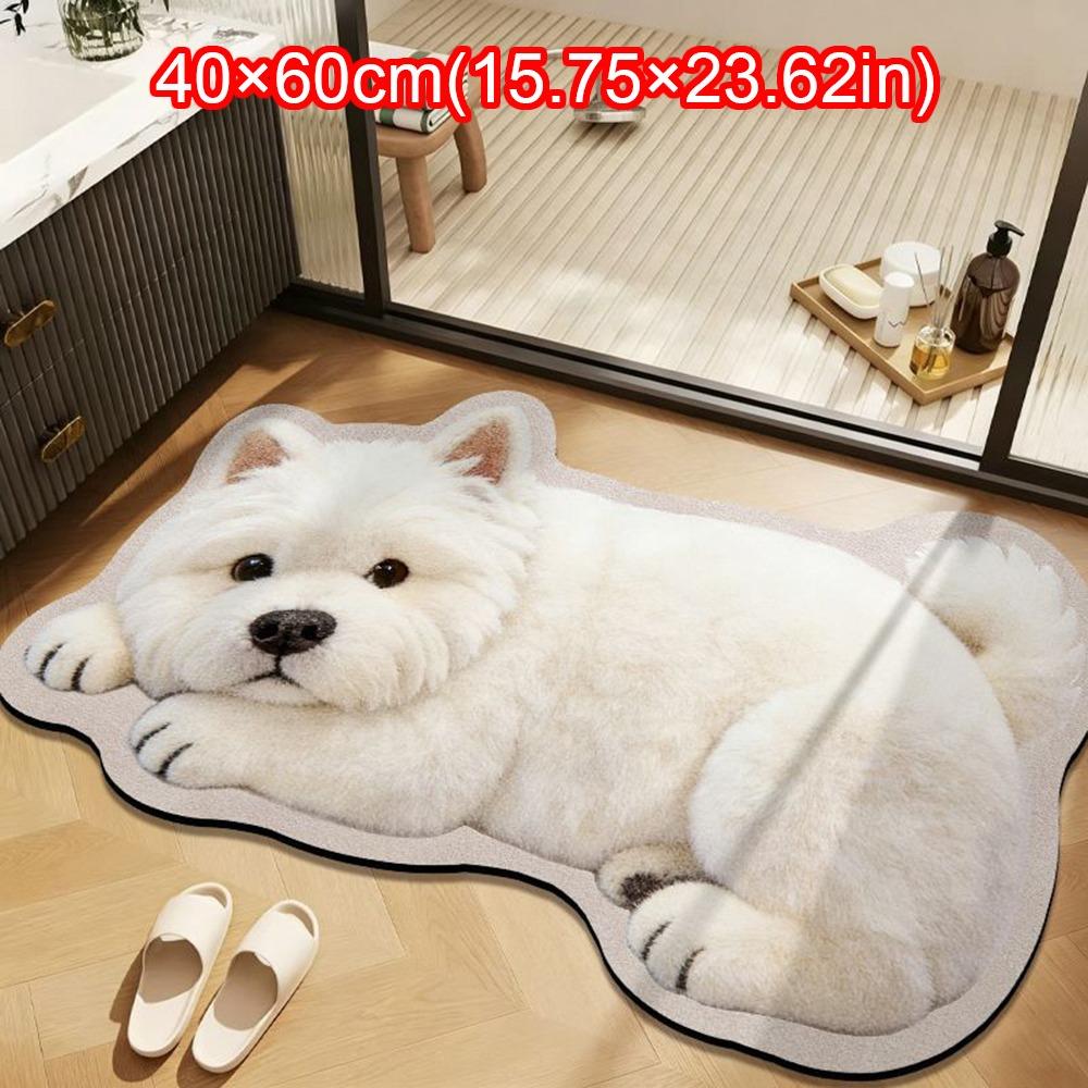 Pet Theme Rug Dog Shaped Rug Special-shaped Animal Floor Mat Cute Puppy Print Rug Bedroom Decor