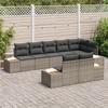 VidaXL Ensemble de 8 Canapés de Jardin avec Coussins Gris Poly Rattan Acacia 3348110