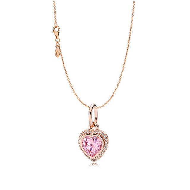 100% 925 Sterling Silver Pan Model Charm Necklace Female Heart Valentine's Day Heart-shaped Necklace Fashion Jewelry