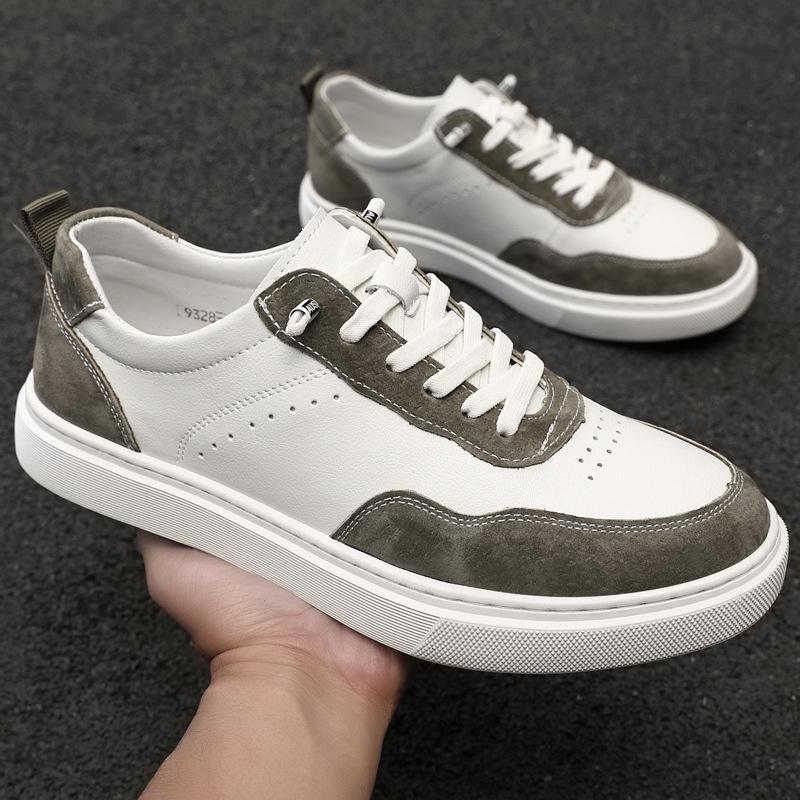

Sports board shoes Casual little white shoes Men s young men s flat-soled leather shoes Trend versatile thick-soled spring 2025 new models 44 хаки