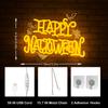 HAPPY HALLOWEEN Neon Sign, Spider Webs & Skull, Halloween Party Decoration for Home, Bar, Dorm, Spooky Décor