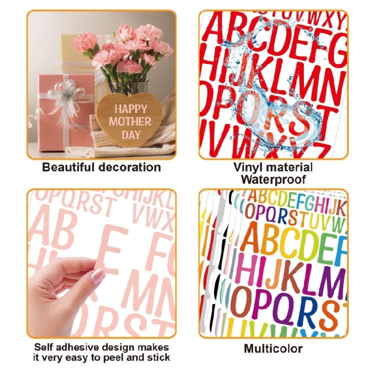 5 Sheets Alphabets Sticker Letter Sticker Letter Decal Decorative Sticker Scrapbook Sticker Waterproof Journal Sticker
