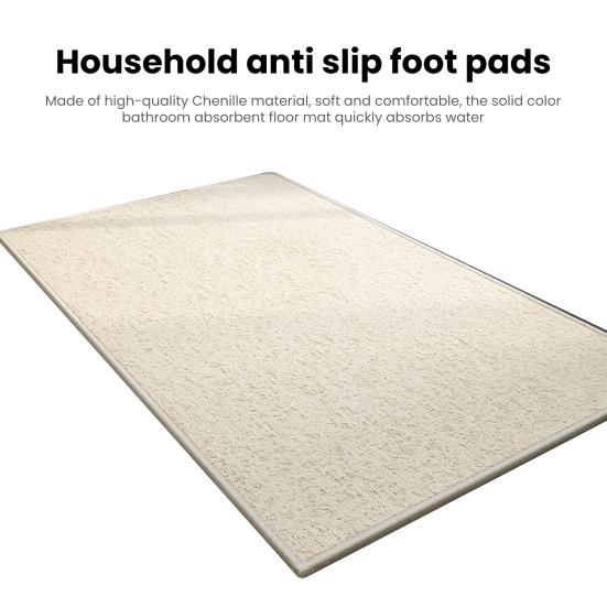 Gulvmatte Ensfarvet Slitesterk Sklisikker Hurtigtørkende Resistent Absorberende Tynn Bad