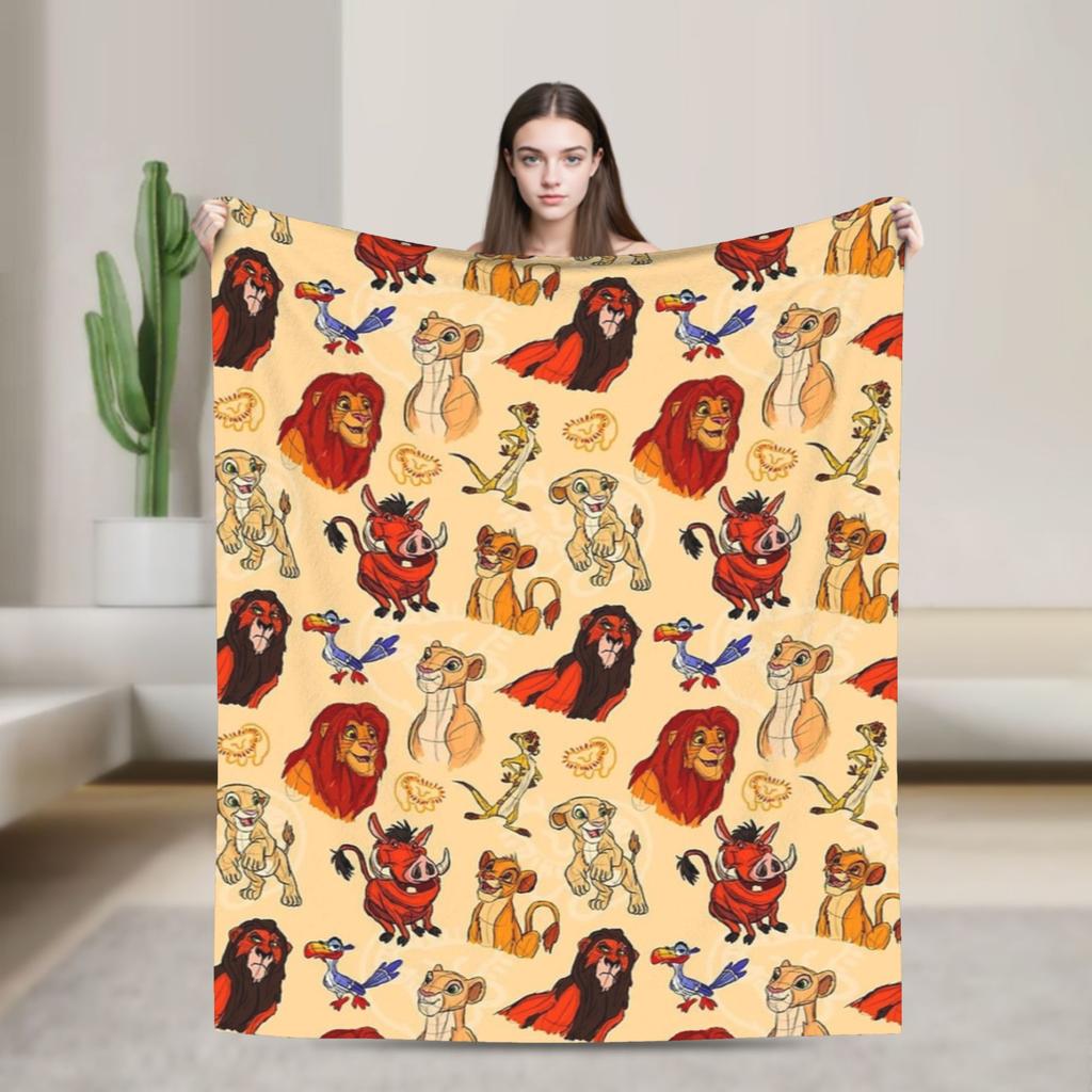 Simba Le Roi Lion Housse de Couverture Anime Couvertures Jetées en Flanelle Literie Canapé Portable Doux Chaud Couvre-lits